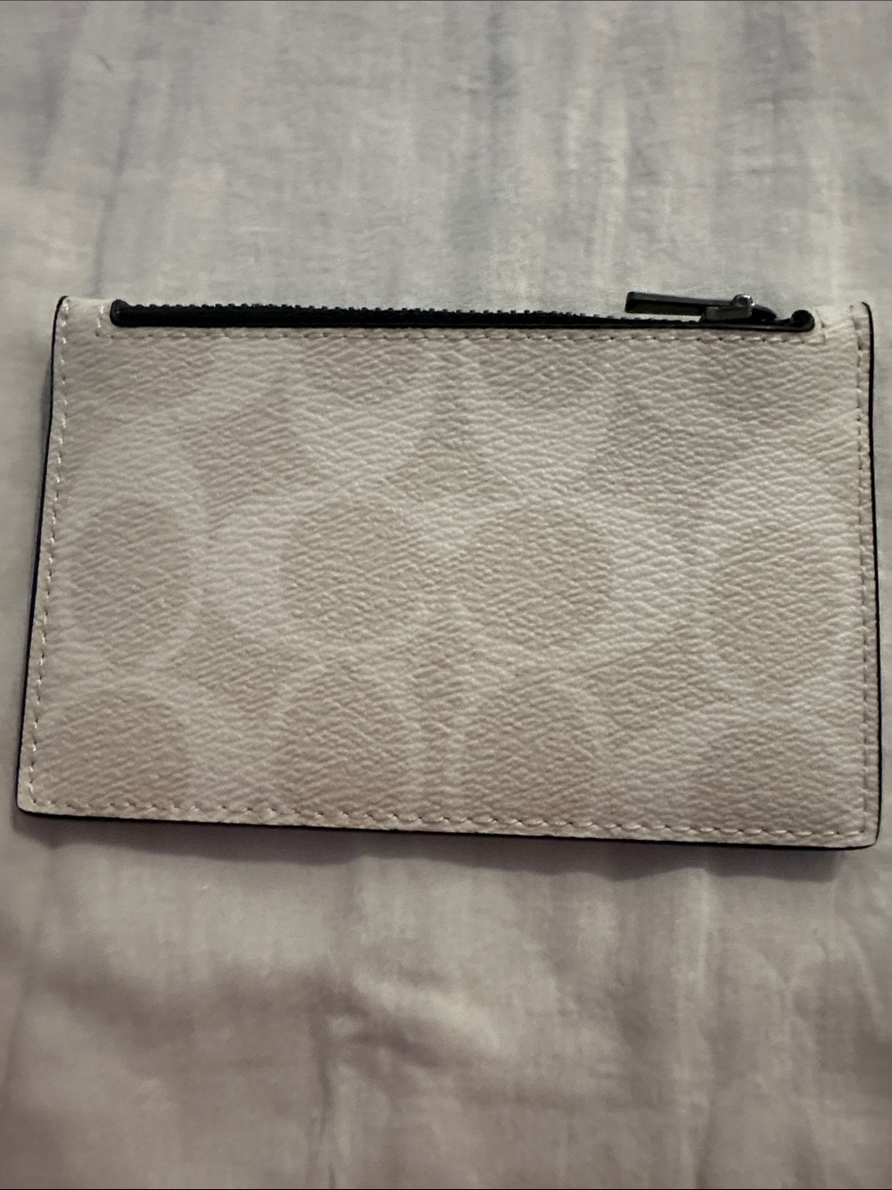 Coach White Signature Canvas Card & Key Holder